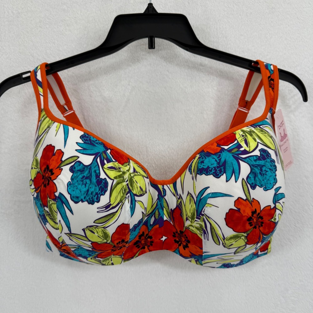 Cacique Intimates Balconette Bra 40H Floral Print Orange Trim New with‎ Tags
